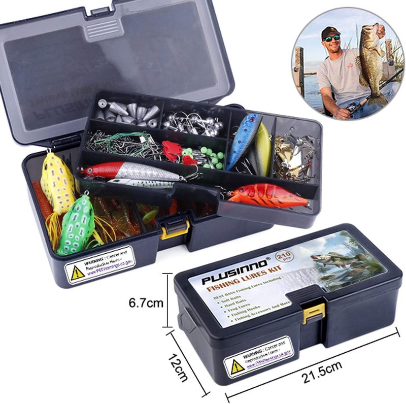 PLUSINNO 210PCS Fishing Accessories Kit, Tackle Box with Tackle Included, Fishing Hooks, Weights, Round Split Shot, Fishing Gear for Bass, Trout, Catfish - Image 3